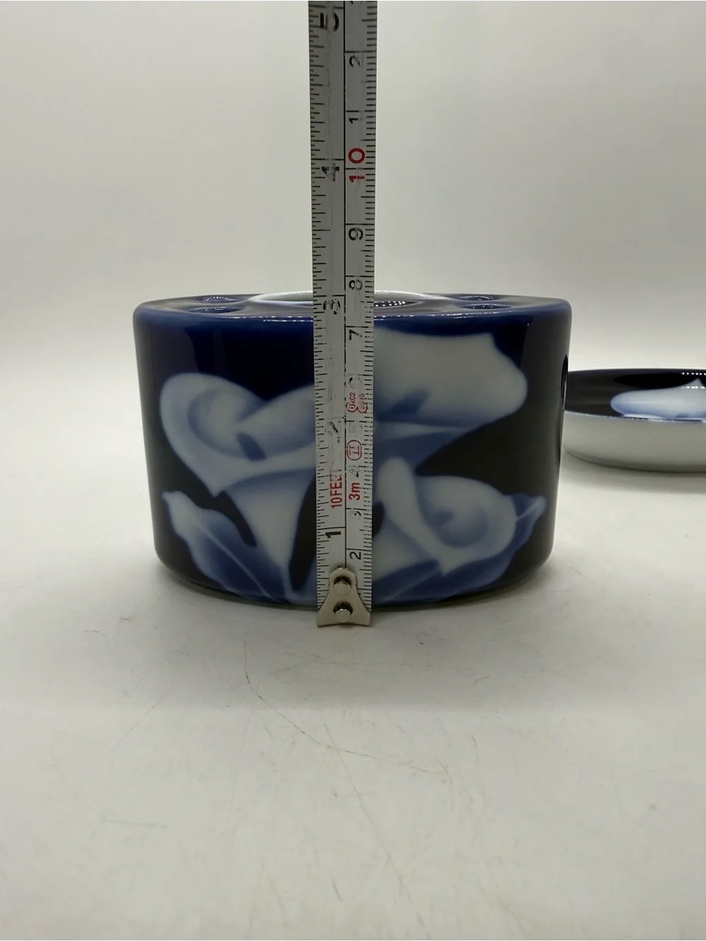 Vintage Takahashi Floral Bathroom Set Toothbrush & Soap Dish Blue In Glaze Lily
